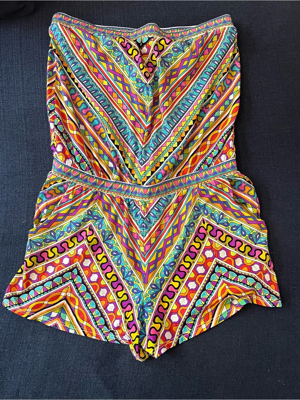 Vibrant women’s Trina Turk Geometric Strapless Romper - Multicolor